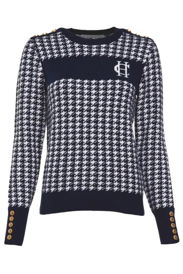 Women Knitwear Holland Cooper Panel Crew Neck Knit Ink Navy Women Knitwear Holland Cooper Panel Crew Neck Knit Ink Navy
