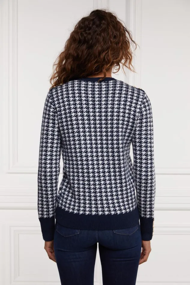 Women Knitwear Holland Cooper Panel Crew Neck Knit Ink Navy Women Knitwear Holland Cooper Panel Crew Neck Knit Ink Navy