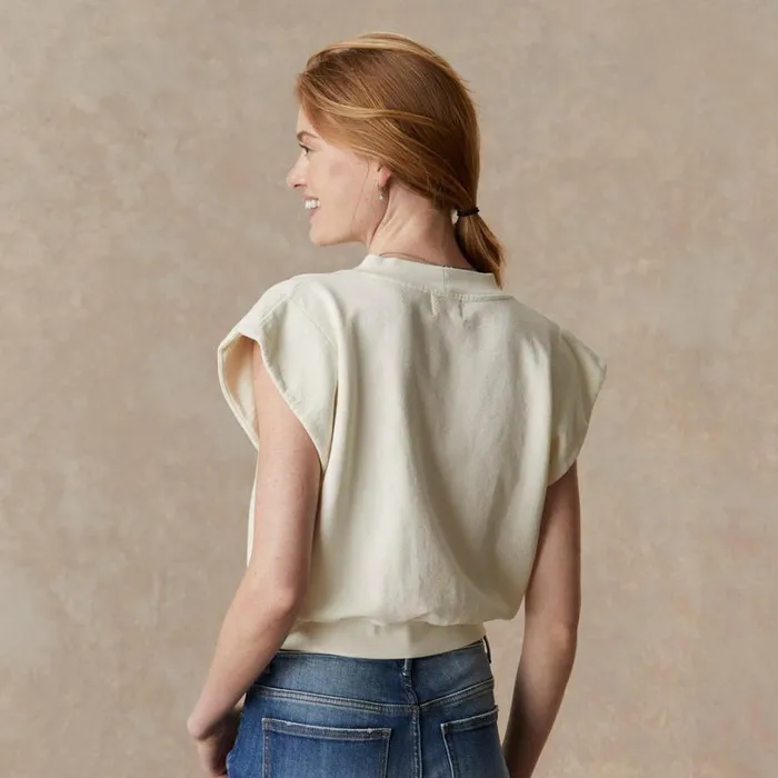 Women Lenon Notch Sweatshirt Porcelain Sundance Catalog Tops