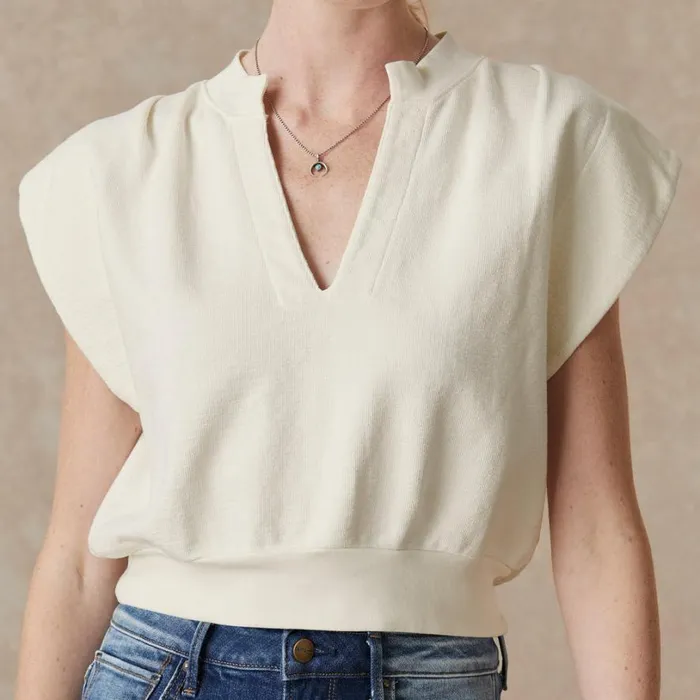 Women Lenon Notch Sweatshirt Porcelain Sundance Catalog Tops