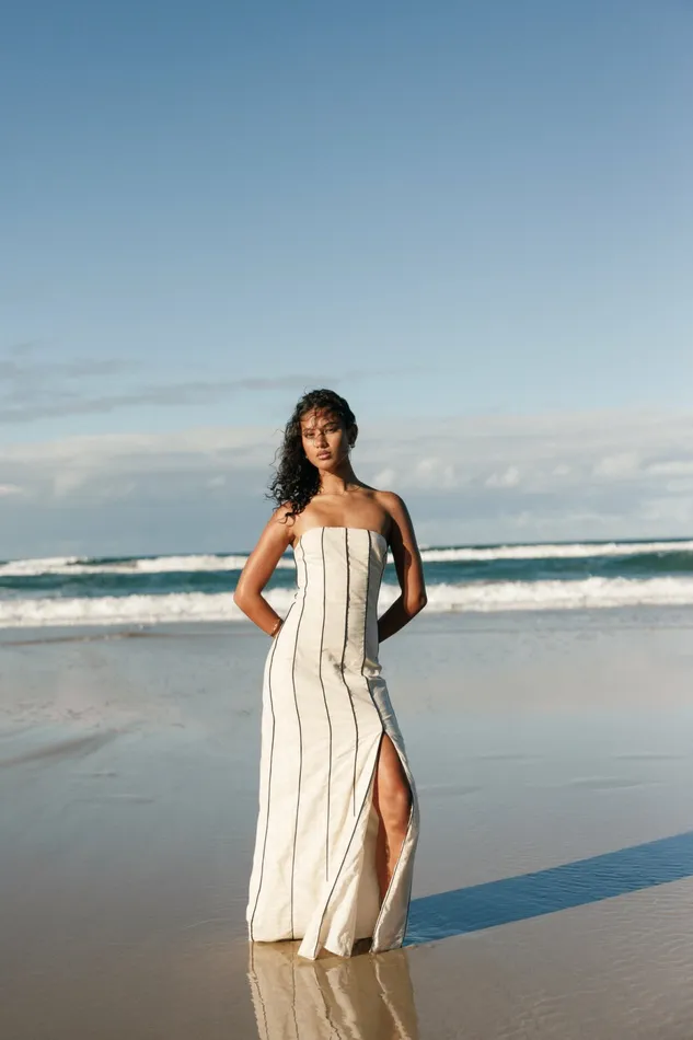 Women Linen Dresses Petal and Pup Ravello Maxi Dress Cream