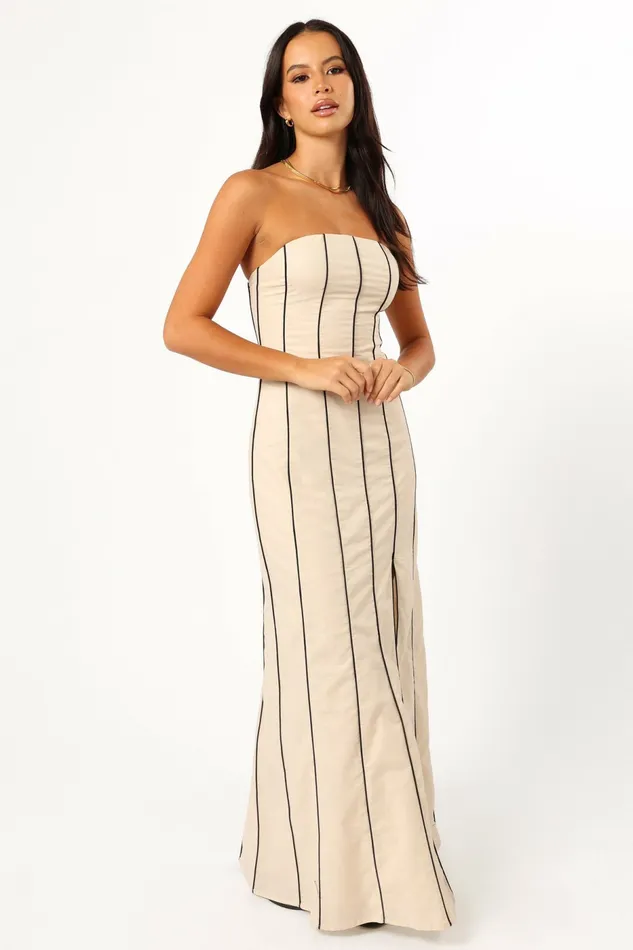 Women Linen Dresses Petal and Pup Ravello Maxi Dress Cream