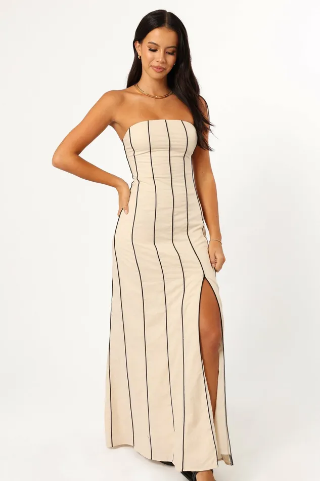 Women Linen Dresses Petal and Pup Ravello Maxi Dress Cream