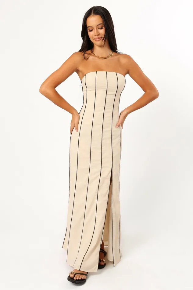 Women Linen Dresses Petal and Pup Ravello Maxi Dress Cream