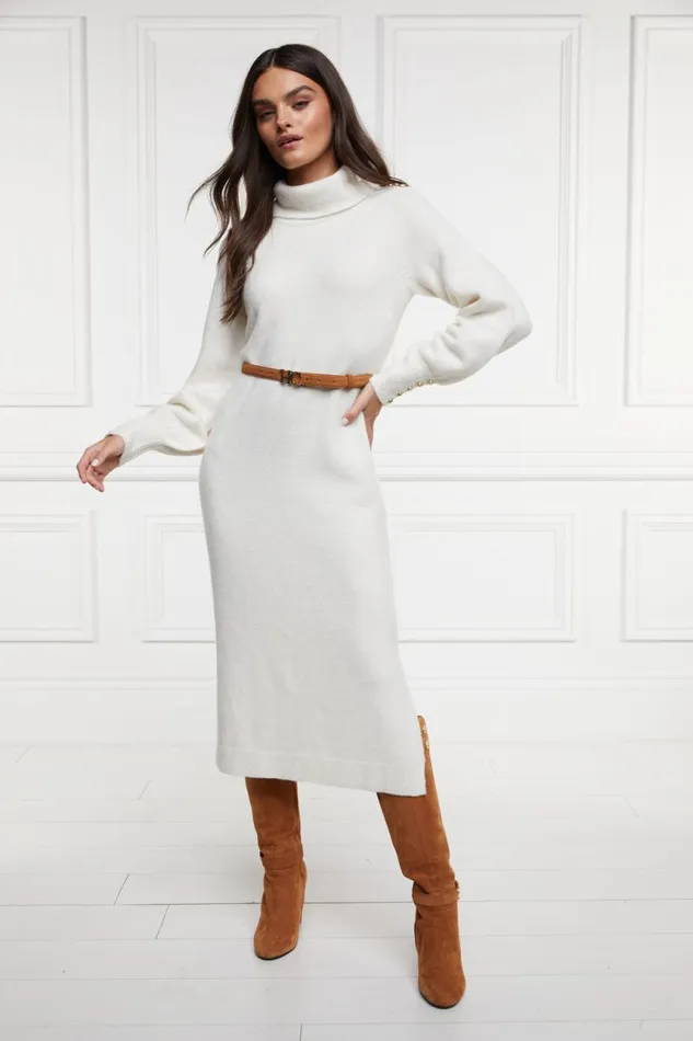 WomenLittle Dresses Holland Cooper Berkeley Roll Neck Dress Natural