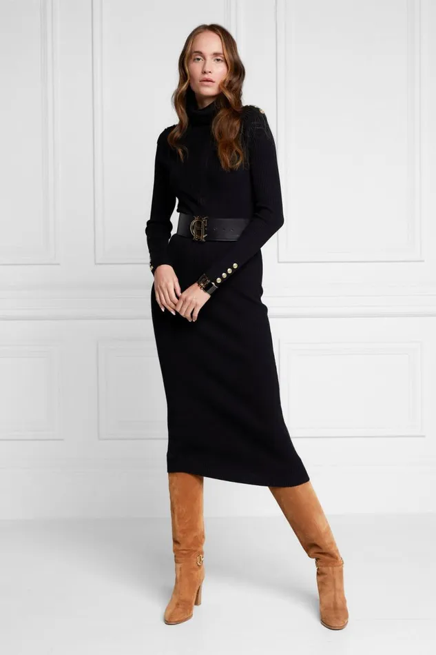 WomenLittle Knitwear Holland Cooper Kensington Midi Jumper Dress Black WomenLittle Knitwear Holland Cooper Kensington Midi Jumper Dress Black