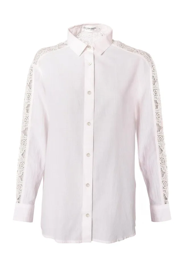 WomenLittle Shirts and Blouses Holland Cooper Oversized Cotton Lace Shirt Pink Stripe WomenLittle Shirts and Blouses Holland Cooper Oversized Cotton Lace Shirt Pink Stripe