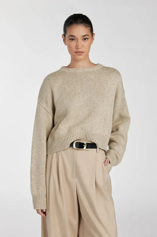 Women Long Sleeved DISSH OLIVER PEBBLE MARLE KNIT JUMPER