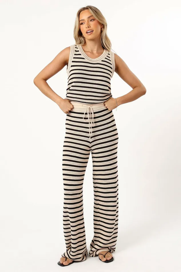 Women Loungewear Petal and Pup Cherie Knit Pant Sand Black