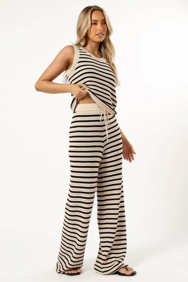 Women Loungewear Petal and Pup Cherie Knit Pant Sand Black