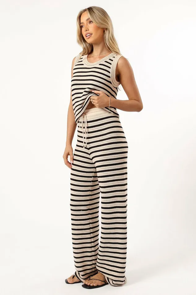 Women Loungewear Petal and Pup Cherie Knit Pant Sand Black