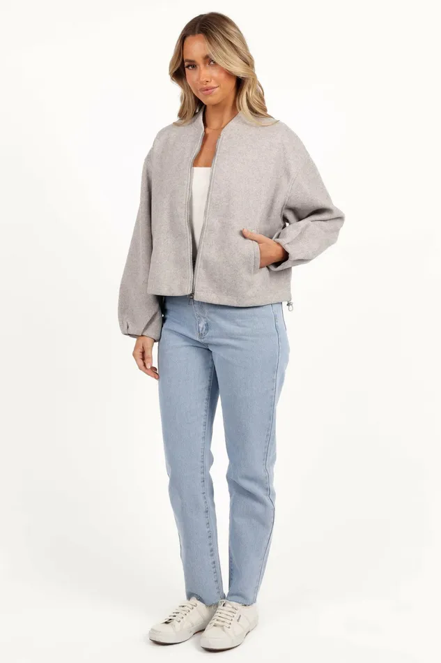 Women Loungewear Petal and Pup Liv Zip Front Jacket Grey