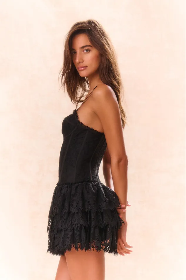 Women LoveShackFancy Dresses Carlene Lace Bustier Mini Dress Black