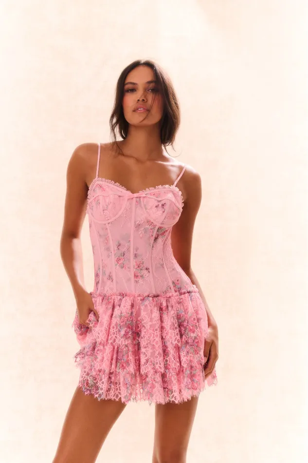 Women LoveShackFancy Dresses Carlene Lace Mini Dress Pink Dusk