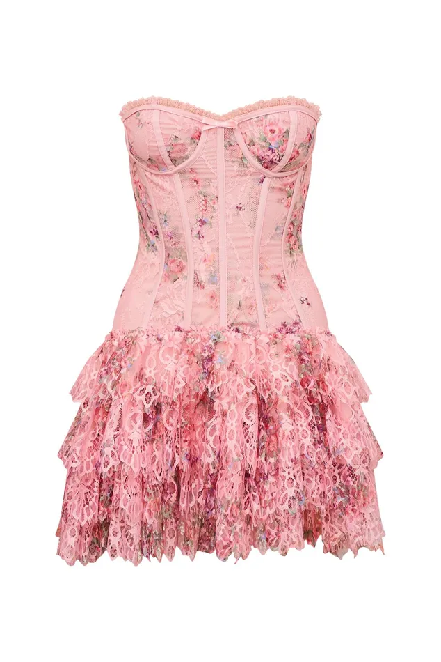 Women LoveShackFancy Dresses Carlene Lace Mini Dress Pink Dusk