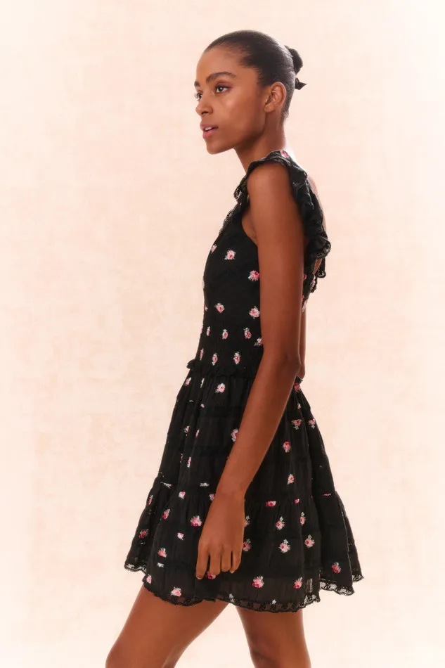Women LoveShackFancy Dresses Finny Embroidered Floral Dress Black Combo