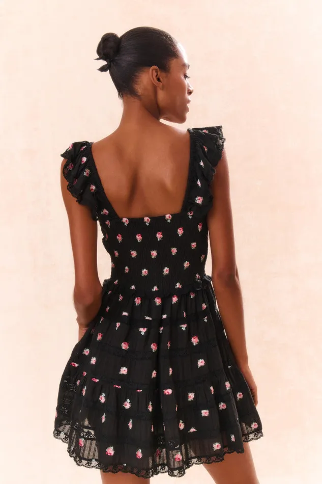 Women LoveShackFancy Dresses Finny Embroidered Floral Dress Black Combo