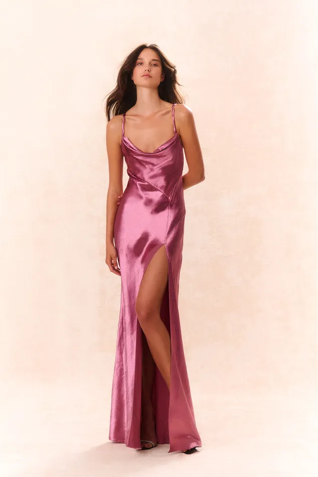 Women LoveShackFancy Dresses Nadine Satin Maxi Dress Raspberry