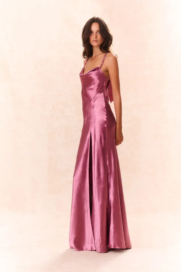 Women LoveShackFancy Dresses Nadine Satin Maxi Dress Raspberry