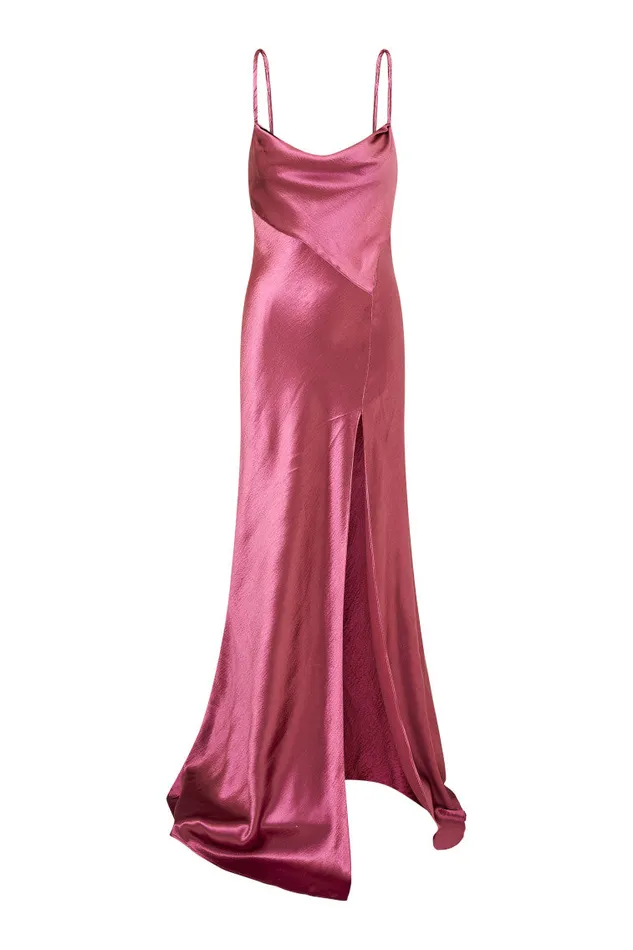 Women LoveShackFancy Dresses Nadine Satin Maxi Dress Raspberry