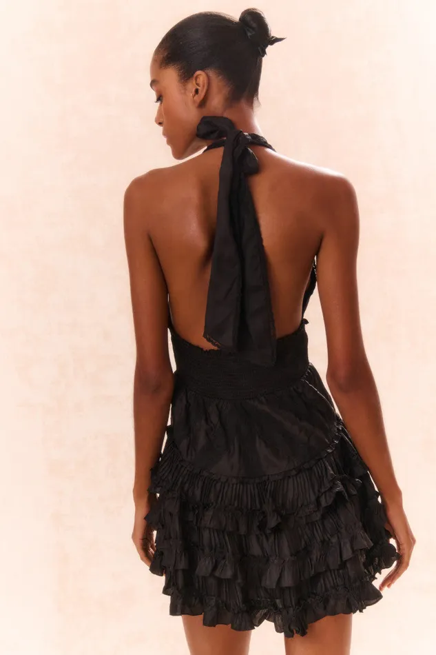 Women LoveShackFancy Dresses Quintelle Ruffle Halter Mini Dress Black