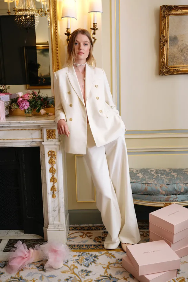 Women LoveShackFancy Jackets and Coats Reiser DoubleBreasted Blazer Cream