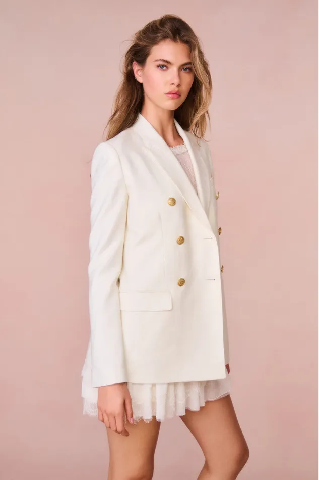 Women LoveShackFancy Jackets and Coats Reiser DoubleBreasted Blazer Cream