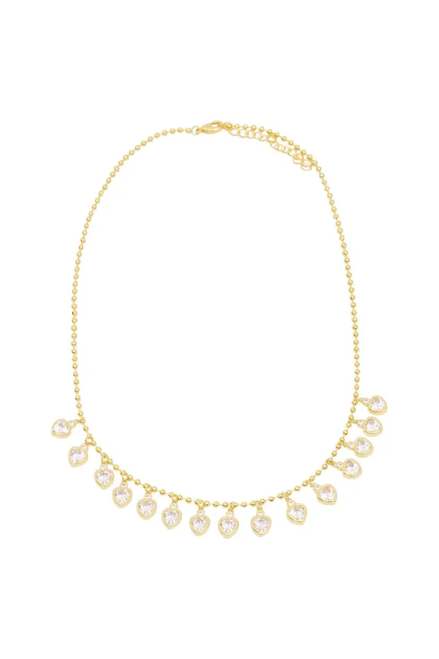 Women LoveShackFancy Jewelry Erin Wachs Gold Heart Tennis Necklace Gold