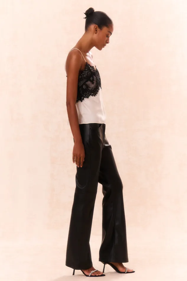 Women LoveShackFancy Pants and Shorts Bordeaux Vegan Leather Pants Black