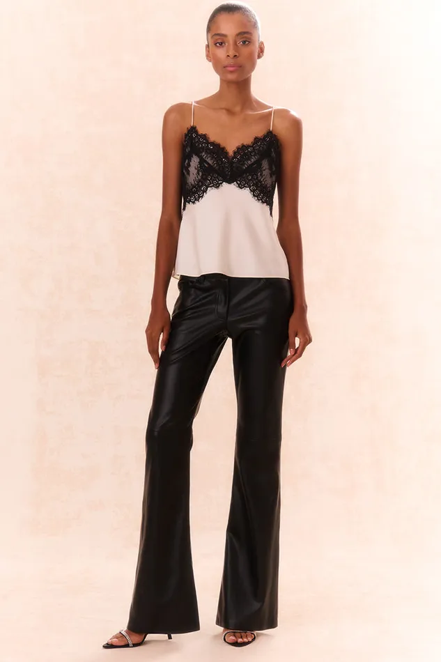 Women LoveShackFancy Pants and Shorts Bordeaux Vegan Leather Pants Black