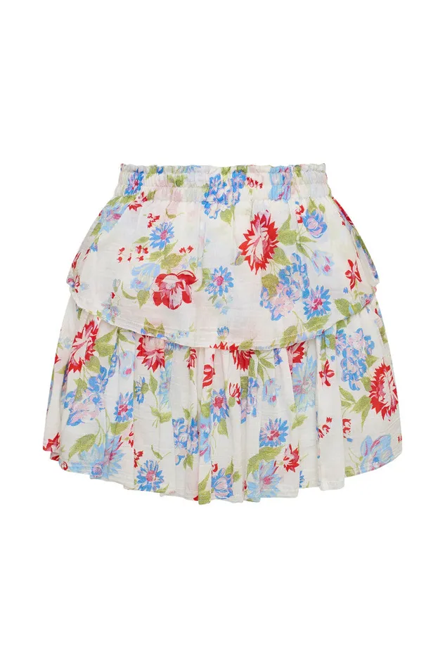 Women LoveShackFancy Skirts Ruffle Mini Floral Skirt White