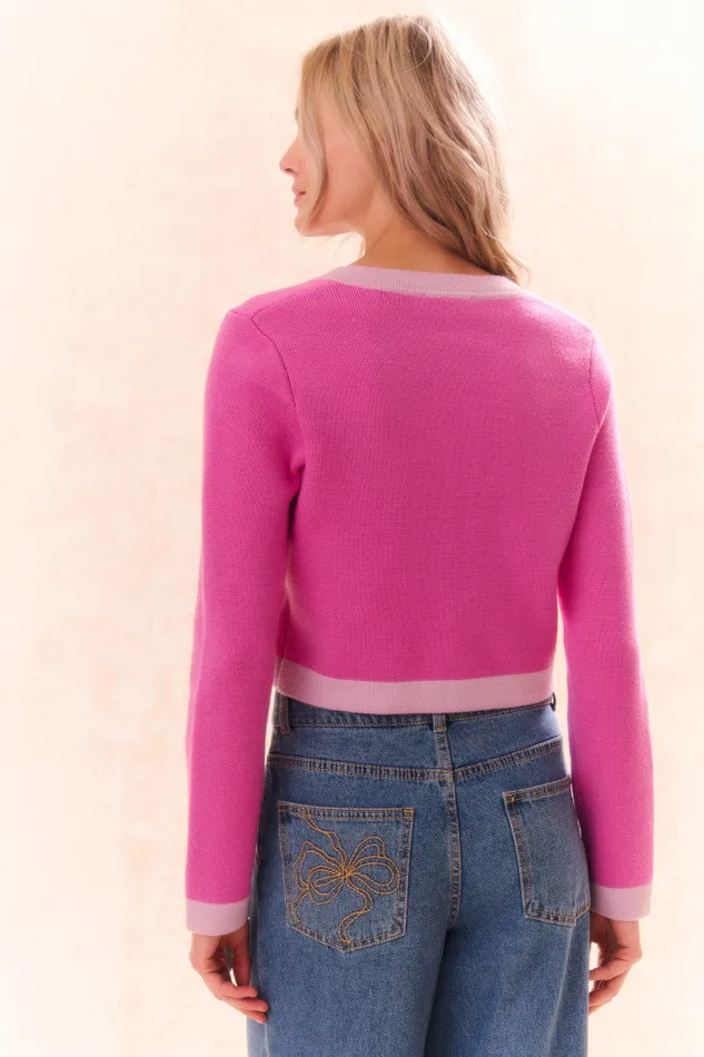 Women LoveShackFancy Sweaters Elif Cardigan Fuchsia Pop