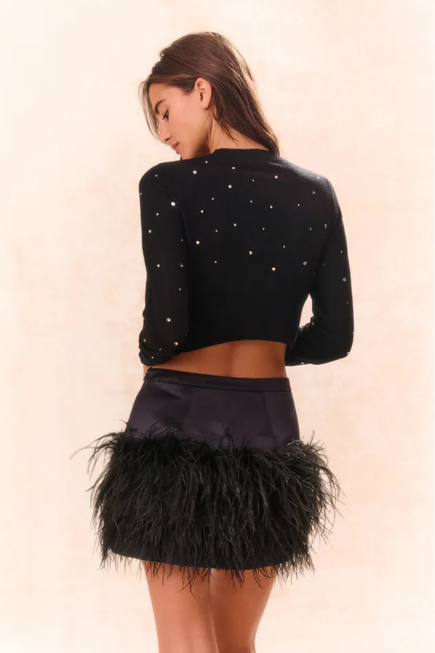 Women LoveShackFancy Sweaters Pammie Embellished Wool Pullover Black
