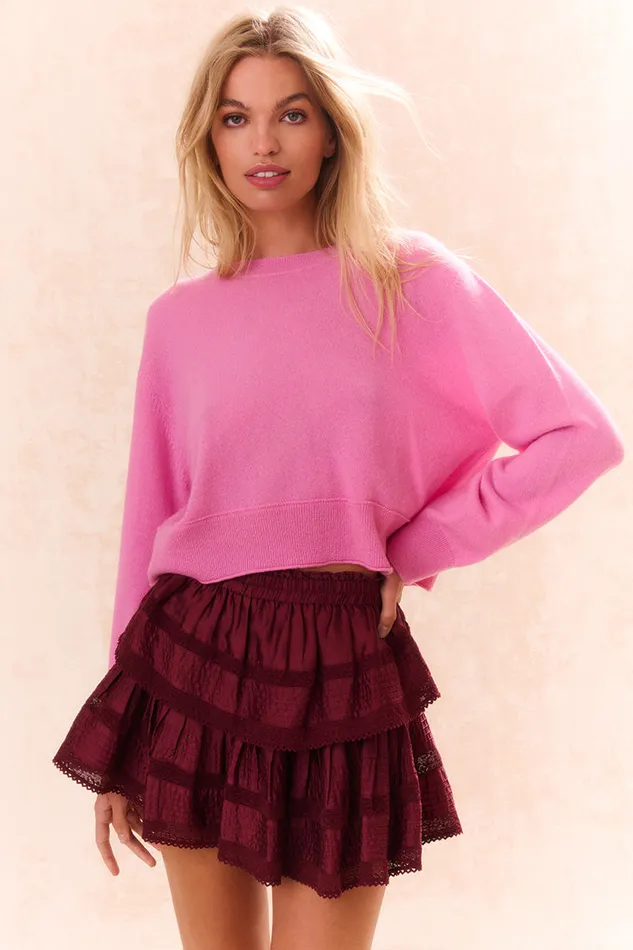 Women LoveShackFancy Sweaters Reynelle Cashmere Pullover Strawberry Sherbet