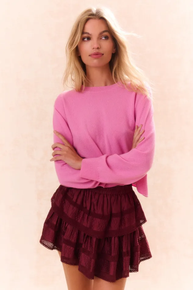 Women LoveShackFancy Sweaters Reynelle Cashmere Pullover Strawberry Sherbet