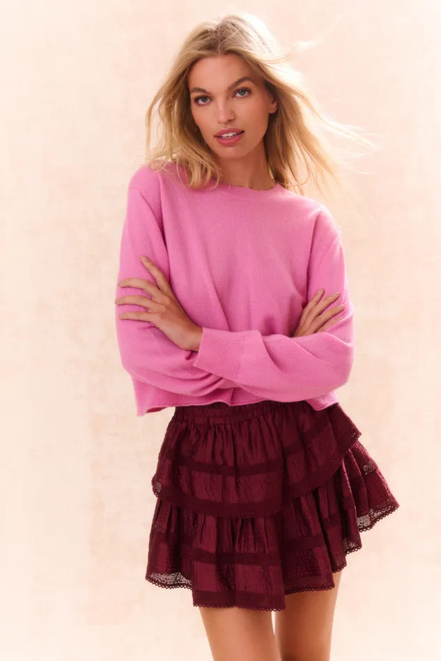 Women LoveShackFancy Sweaters Reynelle Cashmere Pullover Strawberry Sherbet