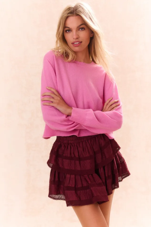 Women LoveShackFancy Sweaters Reynelle Cashmere Pullover Strawberry Sherbet
