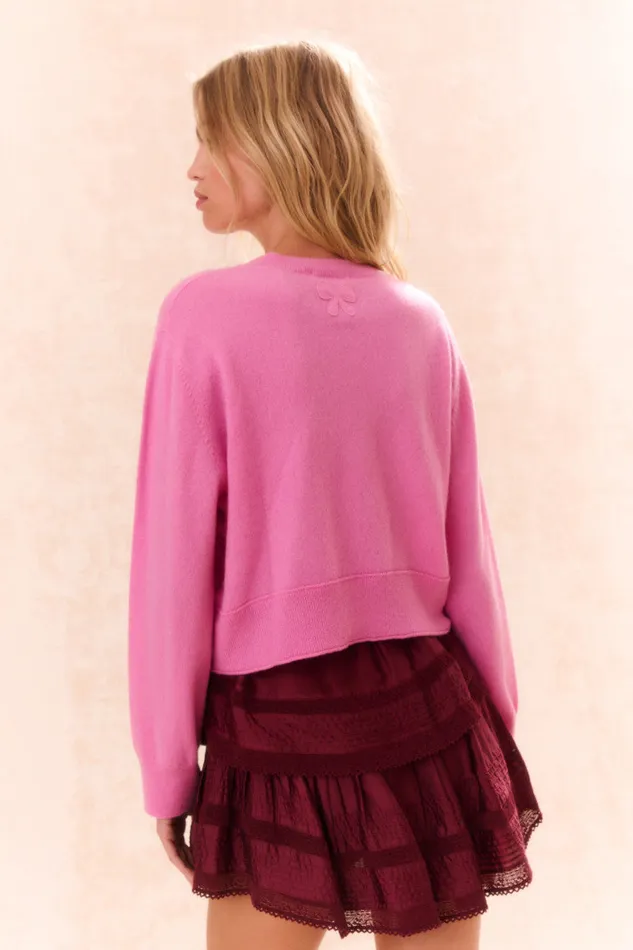Women LoveShackFancy Sweaters Reynelle Cashmere Pullover Strawberry Sherbet