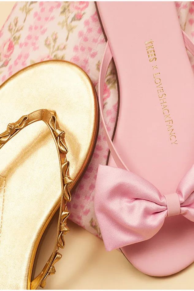 Women LoveShackFancy Swim Tkees Oversized Bow Sandals Pink