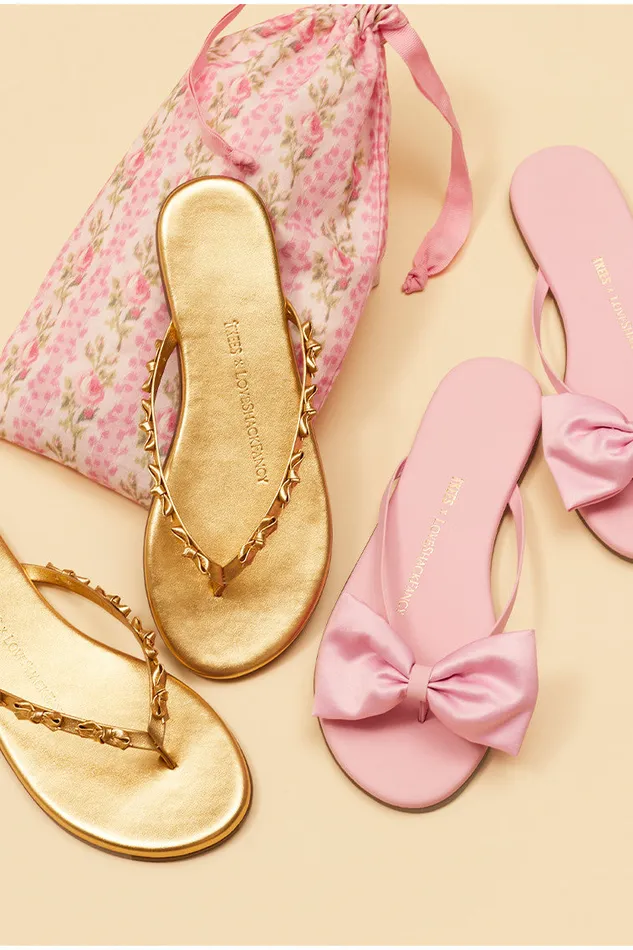 Women LoveShackFancy Swim Tkees Oversized Bow Sandals Pink