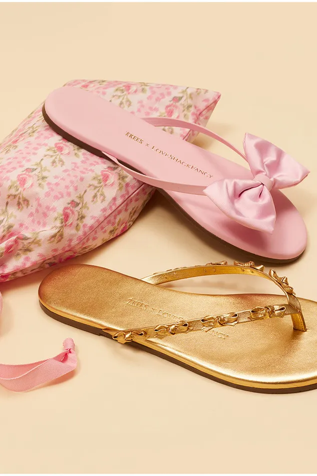 Women LoveShackFancy Swim Tkees Oversized Bow Sandals Pink