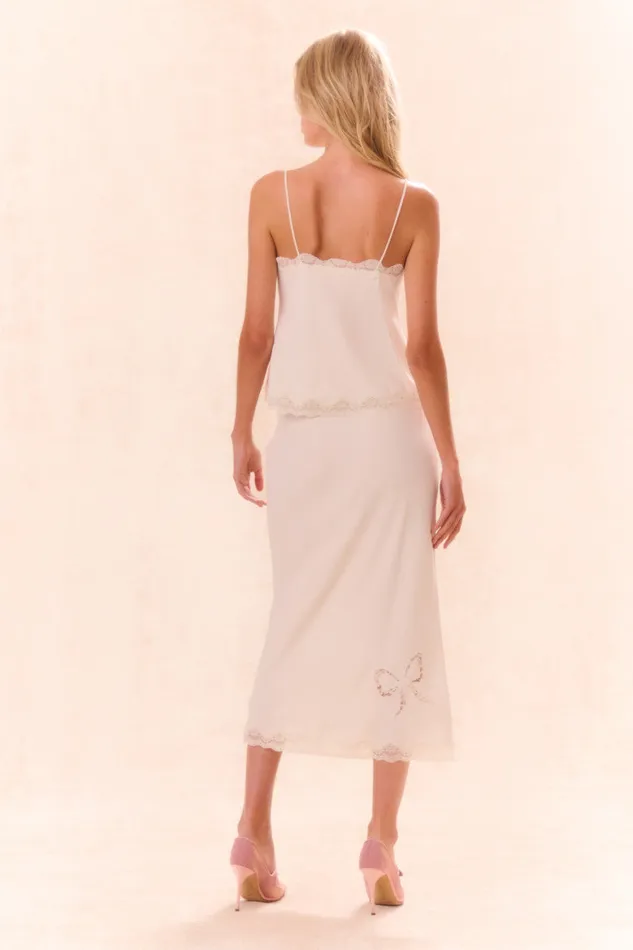 Women LoveShackFancy Tops Fox Bow Cami Top Cream