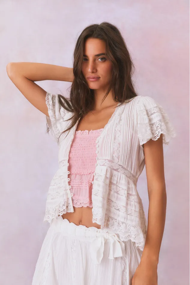 Women LoveShackFancy Tops Quinella Top True White Women LoveShackFancy Tops Quinella Top True White