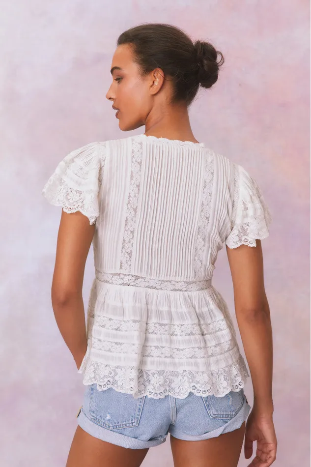 Women LoveShackFancy Tops Quinella Top True White Women LoveShackFancy Tops Quinella Top True White