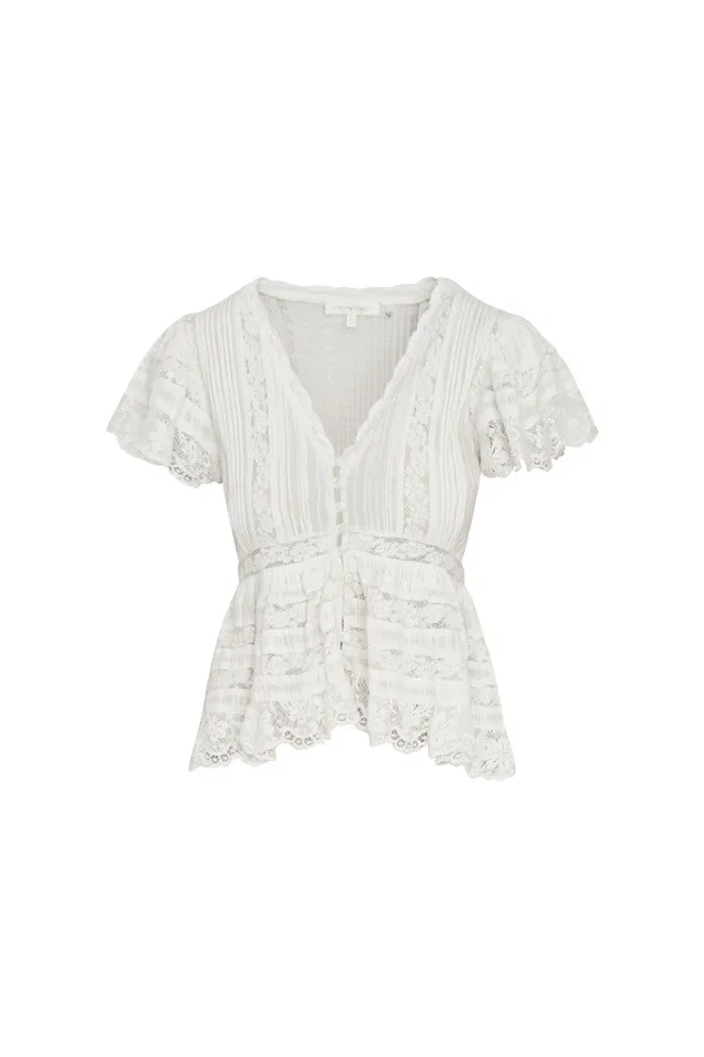 Women LoveShackFancy Tops Quinella Top True White Women LoveShackFancy Tops Quinella Top True White