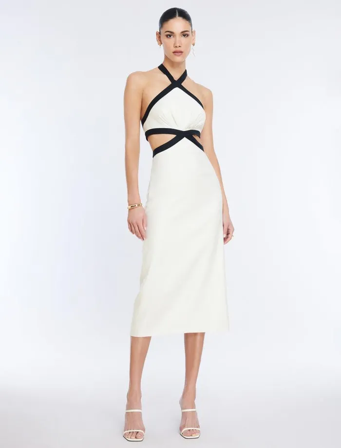 Women Lula Contrast Trim Midi Dress White Combo BCBG Dresses