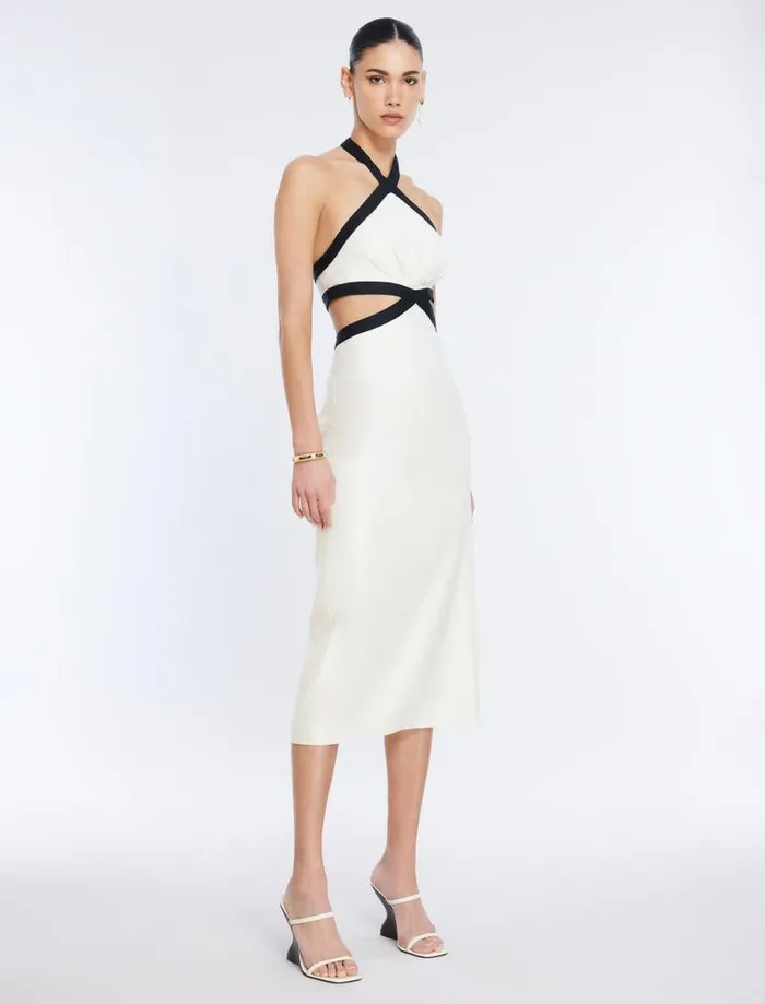 Women Lula Contrast Trim Midi Dress White Combo BCBG Dresses