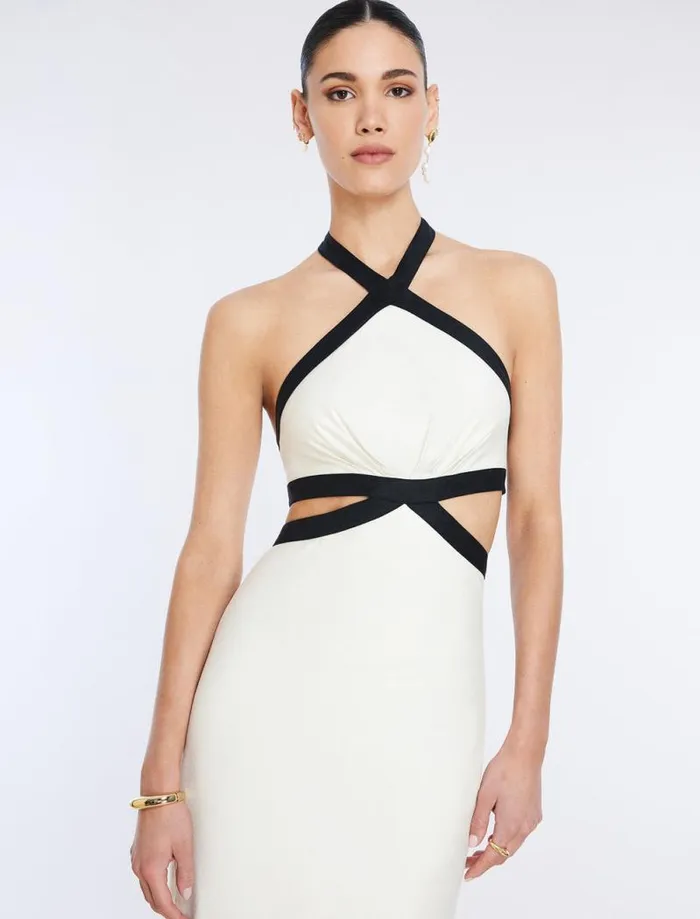Women Lula Contrast Trim Midi Dress White Combo BCBG Dresses