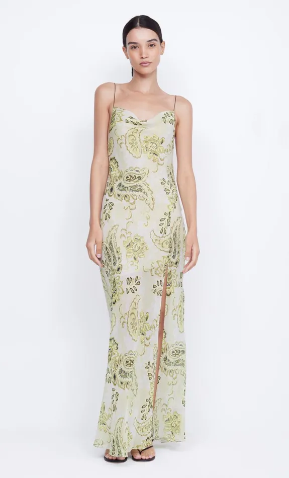 Women LYLOU MAXI DRESS 8211 LEMON PAISLEY Bec Bridge Wedding Guest