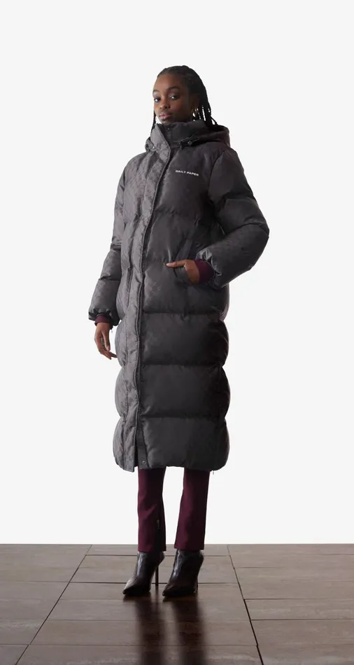 Women Magnet Grey Monogram Nisbeth Puffer Daily Paper Jackets Women Magnet Grey Monogram Nisbeth Puffer Daily Paper Jackets